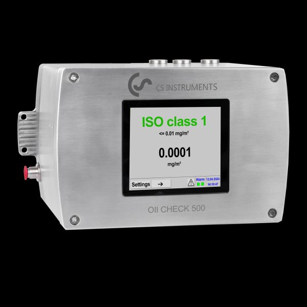 Particle counter and residual oil measurement to ensure compressed air quality